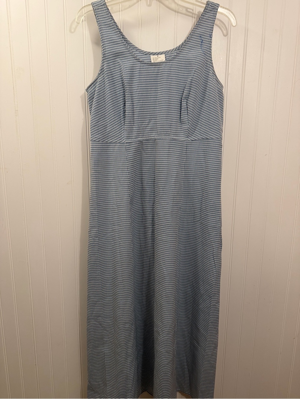 blue & white gingham maxi dress